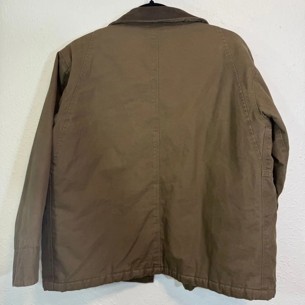 Class Club Boys Brown Canvas Barn Jacket Fall Plaid Lined Size M 10-12